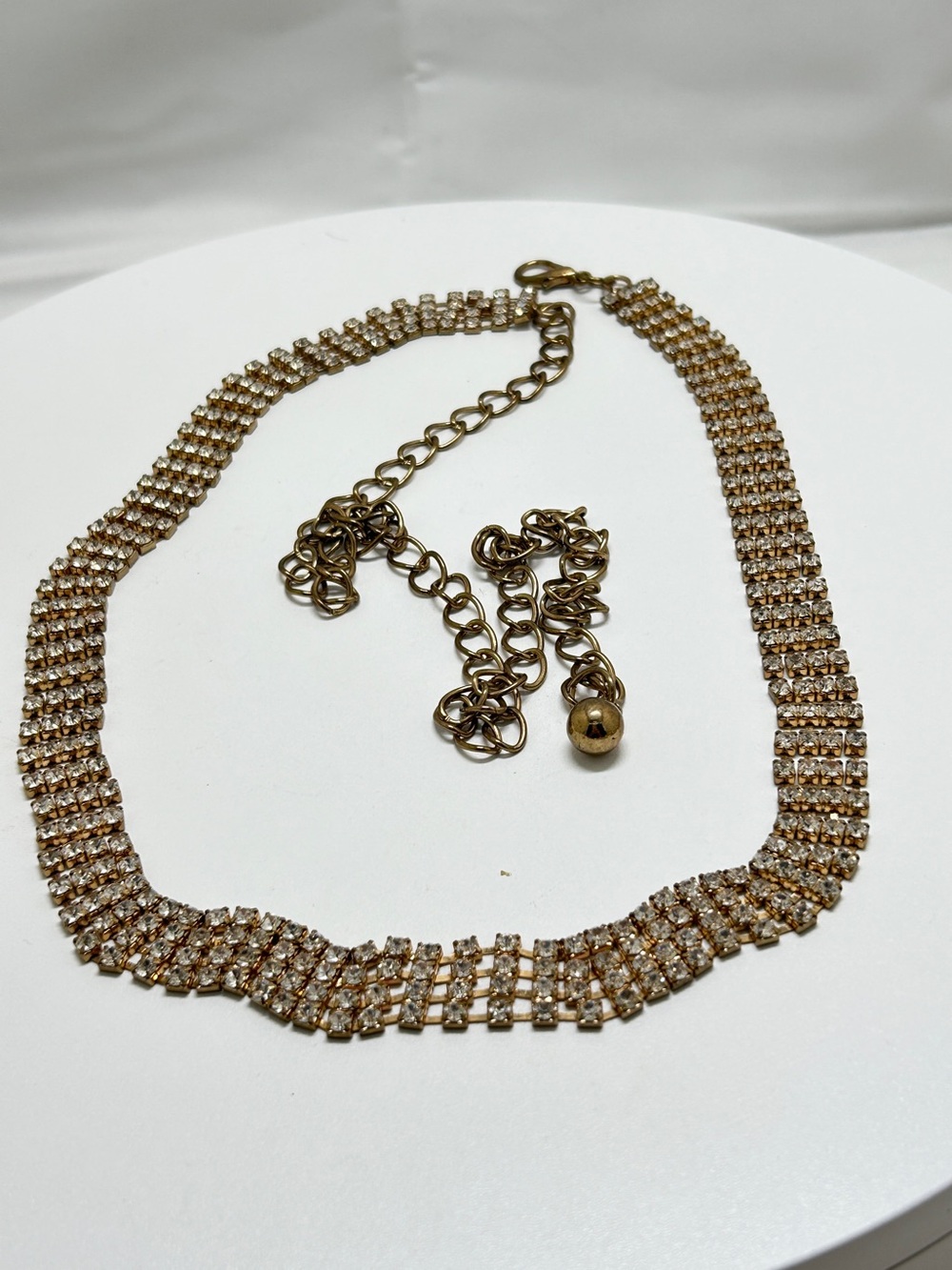 Vintage, Gold And Crystal Waist Belt, 26” to 46”